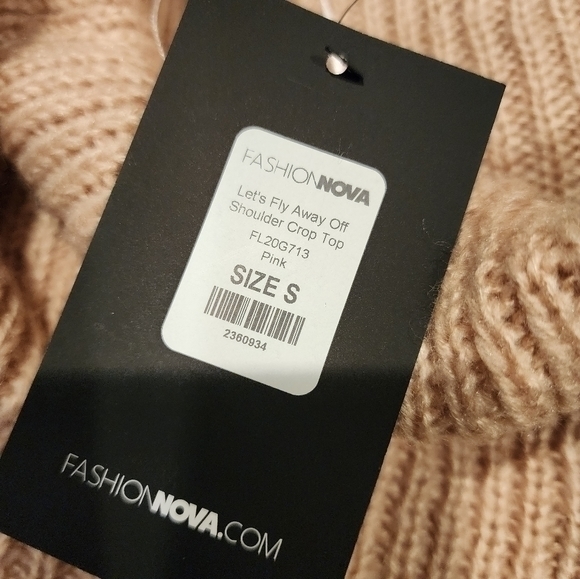 Fashion Nova Off The Shoulder Crop Top Pink Sweater Size Small‎ New With Tags - Picture 7 of 14